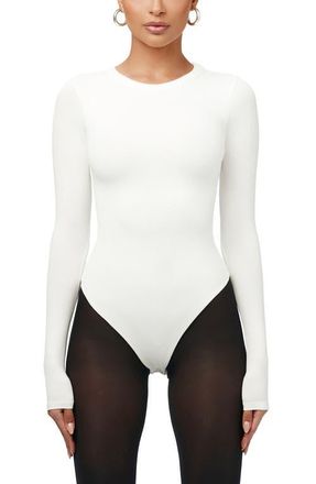 Naked Wardrobe Sculpt Crewneck Bodysuit in White at Nordstrom, Size X-Large
