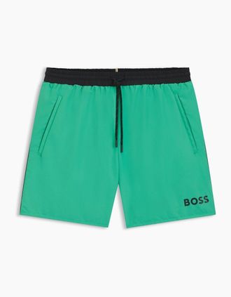 HUGO BOSS Mens Starfish Breathable Mesh Swim Shorts - Green - Size: 32/30/31