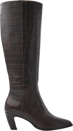VIA VAI Elisa Skye High Boot - Dames - Laarzen met Hak - Bruin - 42 EU - Leer - Schoenen