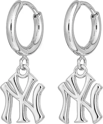 Luv AJ MLB New York Yankees Logo Charm Huggie Hoop Earrings in Silver at Nordstrom