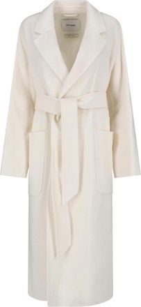 IVY & OAK White Iocelia Long Belted Wool Coat