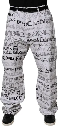 Dolce & Gabbana White Logo Print Straight Men Denim Jeans Cotton Elastane Clothing