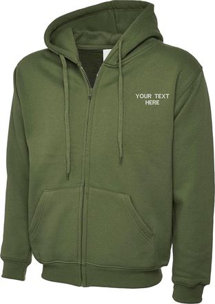 Generic Personalised Embroidered Your Text Classic Full Zip Hooded Sweatshirt Sports Casual Workwear Unisex Adult Gift Top(L, ROYAL)