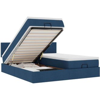 vidaXL Estructura De Cama Otomana Con Colchones Tela Azul 160x200 Cm Vidaxl