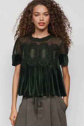 En Elly Velvet Scallop Top