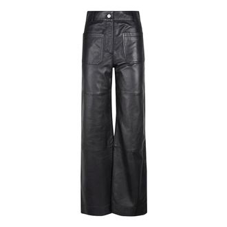 Victoria Beckham Alina leren broek - Dames - Leren Broeken - Zwart - 2XS - Leer - Broeken