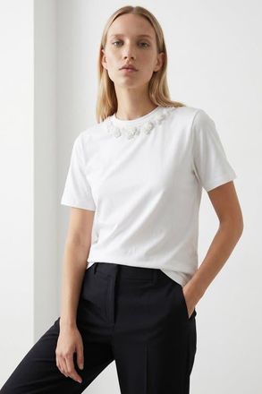 Exquise Liliana Short Sleeve Crew Neck Tshirt in Ecru at Nordstrom, Size Medium