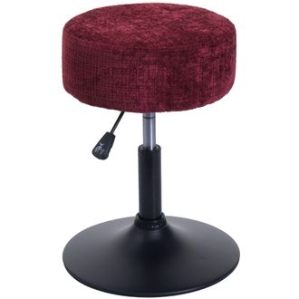 Hhg Hhg - Nunca Usado] Taburete 827, Taburete De Maquillaje, Giratorio Regulable En Altura &Oslash; 37cm Tejido Chenilla (465g/m&sup2;) Mvg, Burdeos