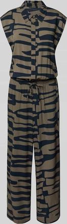 OPUS Jumpsuit mit Hemdblusenkragen Modell Monny shadow in Khaki, Größe 34