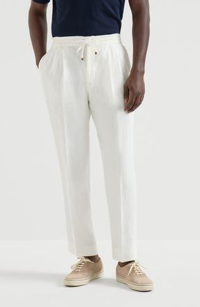Brunello Cucinelli Trousers with drawstring in White at Nordstrom, Size 46 It