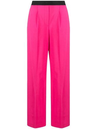 Msgm logo-waistband wide-leg trousers - Pink
