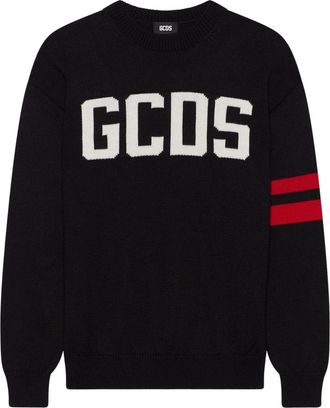 GCDS Logo Detail Sweater - Heren - Ronde hals truien - Zwart - S - Katoen - Truien & Vesten