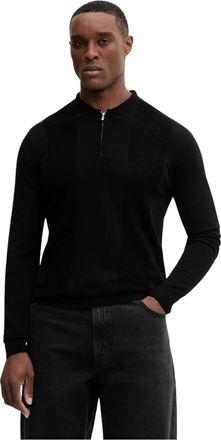 Karl Lagerfeld Trui met opstaande kraag en rits - Heren - Ronde hals truien - Zwart - S - Polyester - Truien & Vesten
