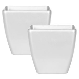 Beliani Conjunto De 2 Macetas Plateadas 42 X 42 Cm Arcilla Fibra Interior Exterior Astras