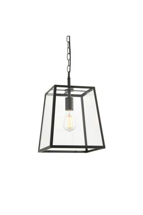Netlighting Hurst Single Pendant Ceiling Lamp Matt Black Glass in Clear