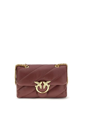 Pinko Womens Shoulder Bag Love Mini Puff Antique Gold Intense Currant-Antique Calf Leather Currant/antique