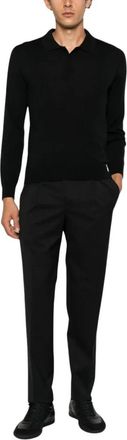 Canali Tops, Heren, Zwart, 2Xl, Wol, Polo ML 3 Botones