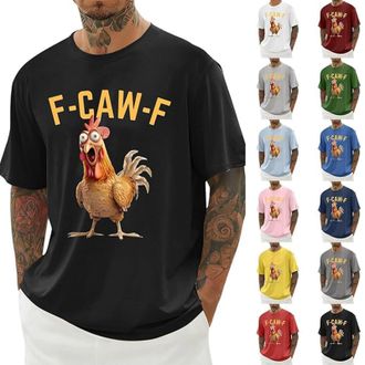 Generic Short Sleeve Shirts Men, F-CAW-F Mens T Shirt Funny Chicken Scream Shirts Novelty Rooster Graphic Design Tees Short Sleeve Crew Neck Tops Blouse Light