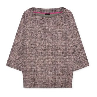 Fiorella Rubino Sweatshirt met wijde hals - Dames - Ronde hals truien - Roze - XL - Polyester - Truien & Vesten