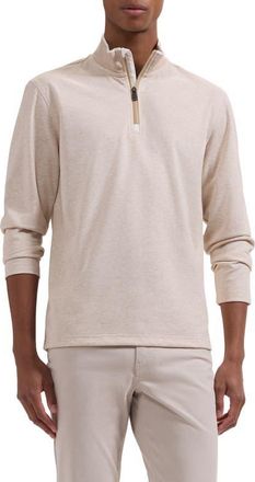 Bugatchi Soft Touch Quarter Zip Pullover in Sand at Nordstrom, Size Xx-Large