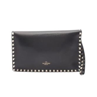Valentino Pre-owned Rockstud Leren Clutch Tas - Dames - Pre-owned - Zwart - Maat: ONE Size Leer