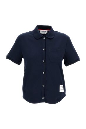 Thom Browne Structured Blue Shirt with Button-Down Front