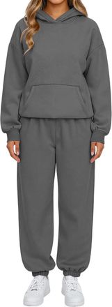 Generic WomenS Two Piece Hoodie And Jogger Set Wide Leg Joggers For Women Uk WomenS Cozy Hooded Loungewear Set Tracksuit Womens Full Tracksuit Bottoms Women G