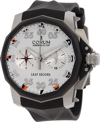 Corum Pre-owned Corum Admirals Cup Chronograph White Dial Mens Watch 895-931-06-0371-AA92