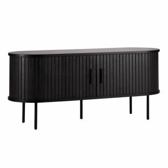 Oviala Mueble TV en melamina y acero 120 cm negro