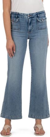 Kut from the Kloth Kelsey Raw Hem Ankle Flare Jeans in Wealth at Nordstrom, Size 10