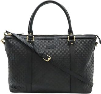 Gucci Pre-owned Handbags, female, Black, Size: ONE SIZE Pre-owned Leather Handbag