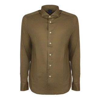 Fedeli Casual Shirts, male, Green, Size: XL Cotton Voile Shirt