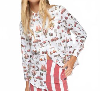 Vilagallo Long Sleeve Print Blouse With Balloons In Multi