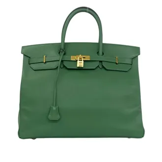 Herm&egrave;s Green Courchevel Leather Handbag Tote Bag (Pre-Owned)