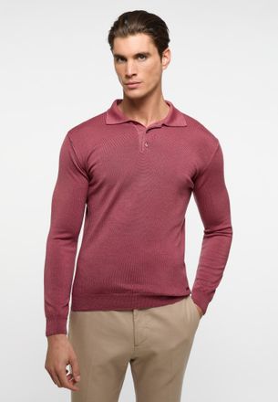 Eterna Polokragenpullover ETERNA, Herren, Gr. XL, rot (weinrot), 100% Wolle (Merino), eng, Pullover Polokragenpullover