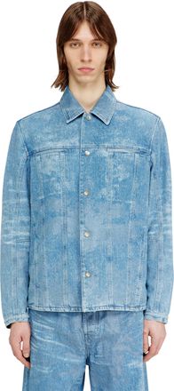 Diesel Jacket in satin denim - Denim Jackets - Man - Blue