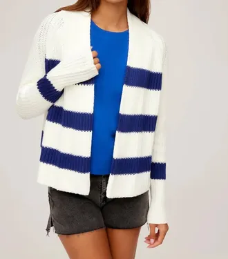 Fifteen Twenty Cely Cropped Cardigan In Blue/white