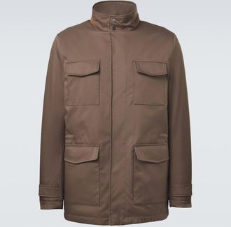 Kiton Suede-trimmed technical jacket