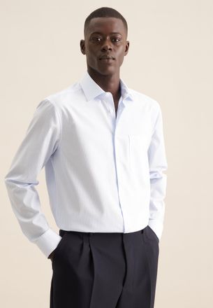 Seidensticker Businesshemd SEIDENSTICKER Regular, Herren, Gr. L41, normale &Auml;rmell&auml;ngen, blau, 100% Baumwolle, gestreift, regular fit, 2-Knopf-Manschette, Hemden Bus