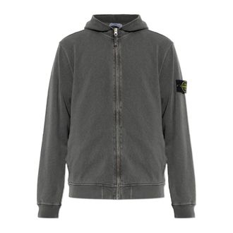 Stone Island Zip-throughs, male, Gray, Size: M Logo Patch Hoodie