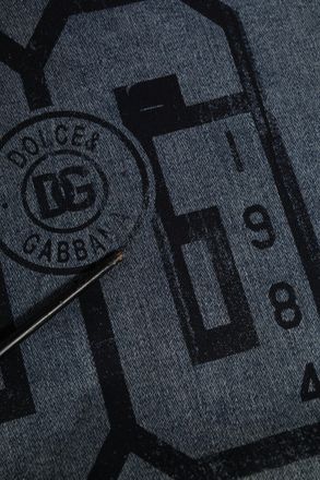 Dolce & Gabbana Blue Cotton Logo Hooded Sweatshirt Mens Sweater (Pre-Owned)