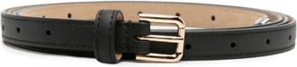 Dolce & Gabbana Zwart Leren Riem met Goudkleurige Gesp - Dames - Riemen - Zwart - 80 CM - Leer - Accessoires