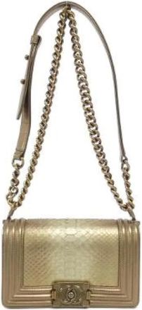 Chanel Pre-owned Boy Python Calf Shoulder Bag - Dames - Vintage Schoudertas - Geel - ONE Size - Leer - Vintage