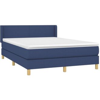vidaXL Cama Box Spring Con Colch&oacute;n Tela Azul 140x190 Cm Vidaxl