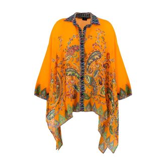 Etro Etro, Capes, female, Orange, Size: S Flare Poncho Beach Blouse