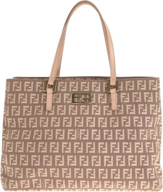 Fendi Salmon Pink Canvas Leather Handbag Tote Bag (Pre-Owned)