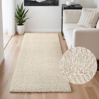 ELLE Decoration Wollteppich »Majoli, auch als Läufer« rechteckig 10 mm Höhe Herringbone, Wolle, Jute, Natur, Wohnzimmer, Schlafzimmer, Boho,Skandi