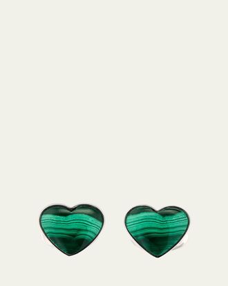 Jan Leslie Mens Malachite Heart Cufflinks