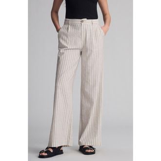 Mavi Pleated Stripe Pants in Ivory/Black Stripe at Nordstrom, Size X-Small
