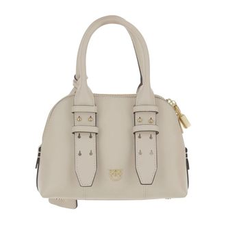 Pinko Love Birds Leren Tas met Handvatten - Dames - Handtassen - Beige - ONE Size - Leer - Tassen